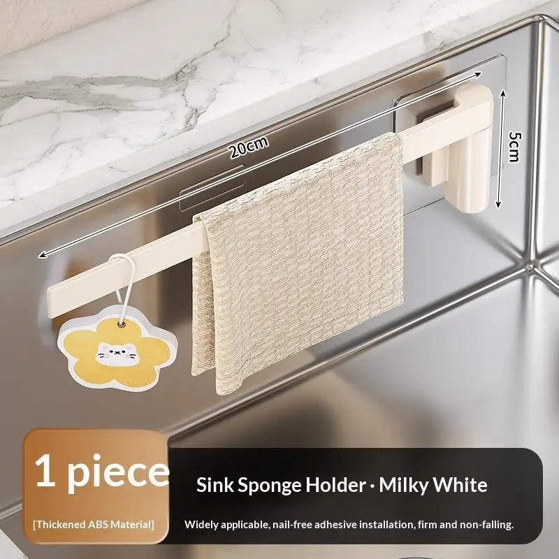 Dishcloth Holder Organizer - Wall-Mounted Rotating Drainage Rack for Sponges, Towels & Cleaning Cloths, Everstock
