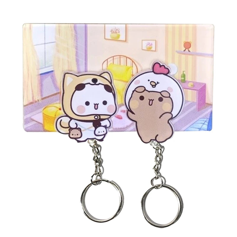 Panda Couple Wall Key Holder - Self-Adhesive Acrylic Key Rack with 2 Hooks for Doors and Entryway Walls, Everstock