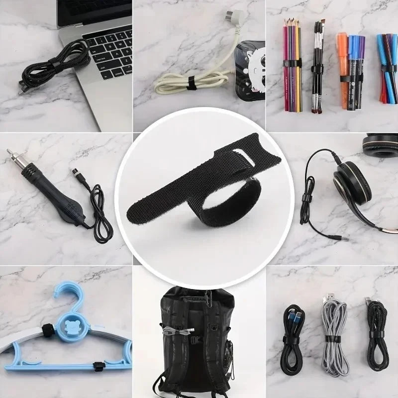 Reusable Cable Tie Straps - 150 x 12mm Polyester Cord Wraps for Chargers, Desk and AV Cables, Everstock