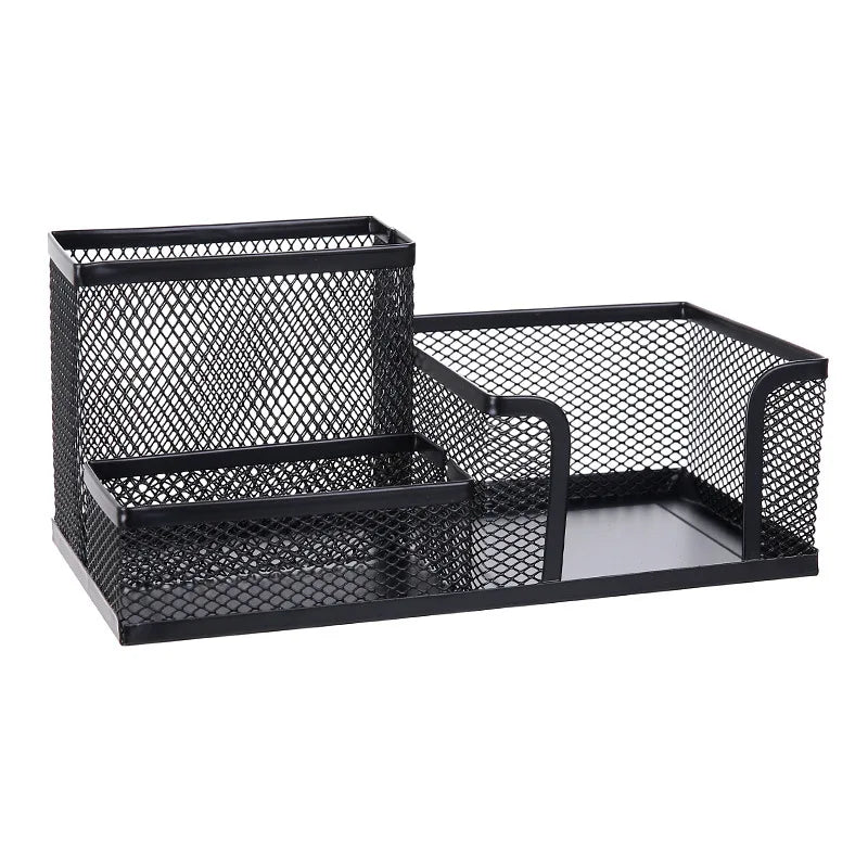 4-Tier Mesh Desk Organizer - Black Metal Desktop Caddy with Pencil Holder and Storage Baskets for Office and School, Everstock