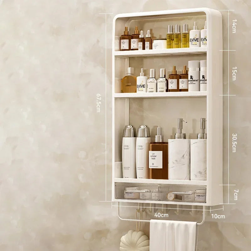 Non-Perforated Wall Mounted Rack - Skincare Product Storage Organizer for Washbasin Table, Everstock