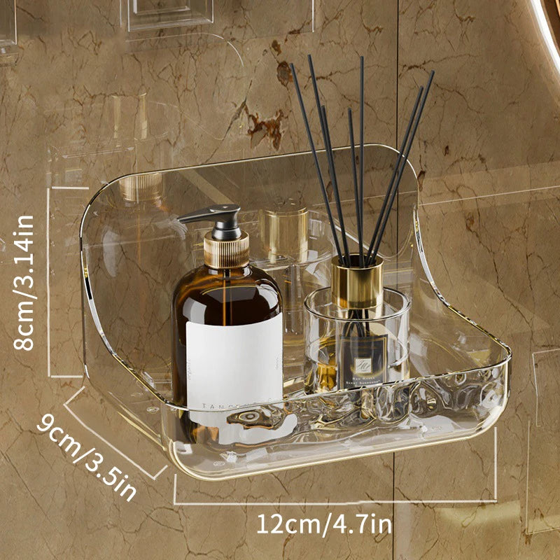 Acrylic No-Drill Shower Shelf - Wall Mounted Cosmetics Storage Rack for Washstand, Everstock