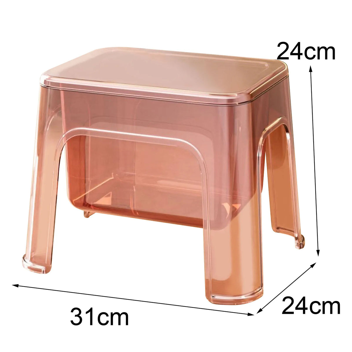 Step Stool Storage Ottoman - Clear PETG Footstool with Under-Seat Storage, 31 x 24 x 24cm for Home and Laundry, Everstock