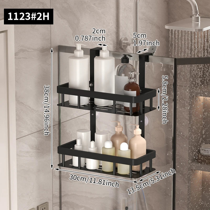 Door-Mounted Shower Storage Rack - Wall Mounted Shower Gel & Supplies Organizer for Bathroom, Everstock