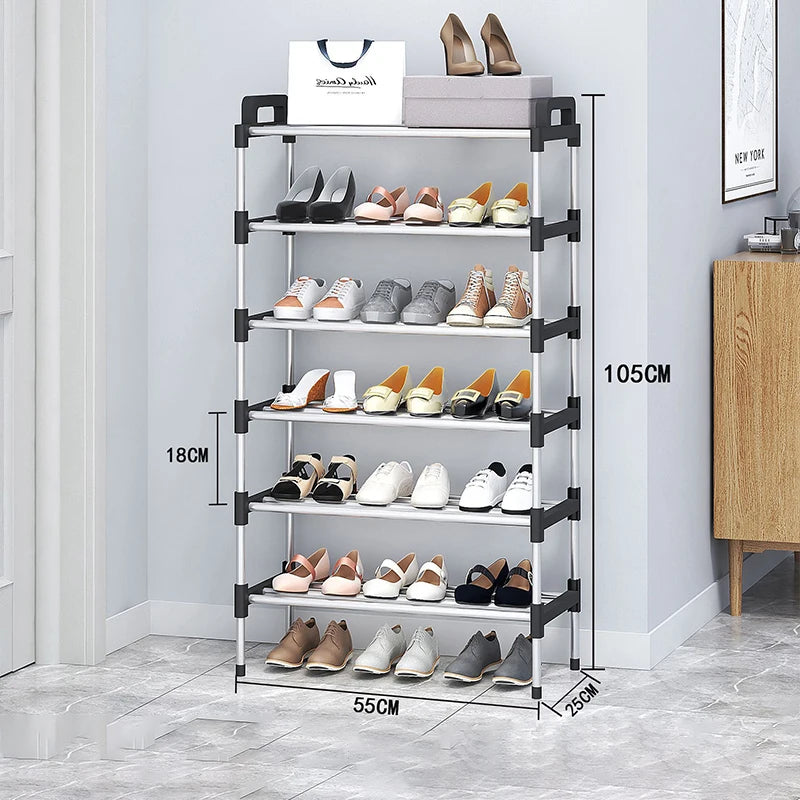 Multi-Layer Shoe Rack - Enclosed Plastic Shoe Cabinet with Dustproof Panels for Doorways and Hallways, Everstock