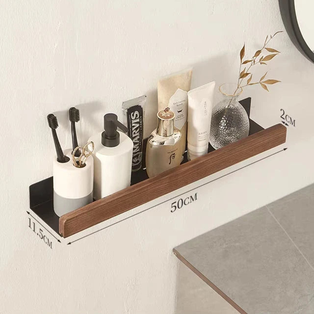 Solid Wood Corner Shelf - No-Drill Wall Mounted Shower Storage Rack for Bathroom, Everstock