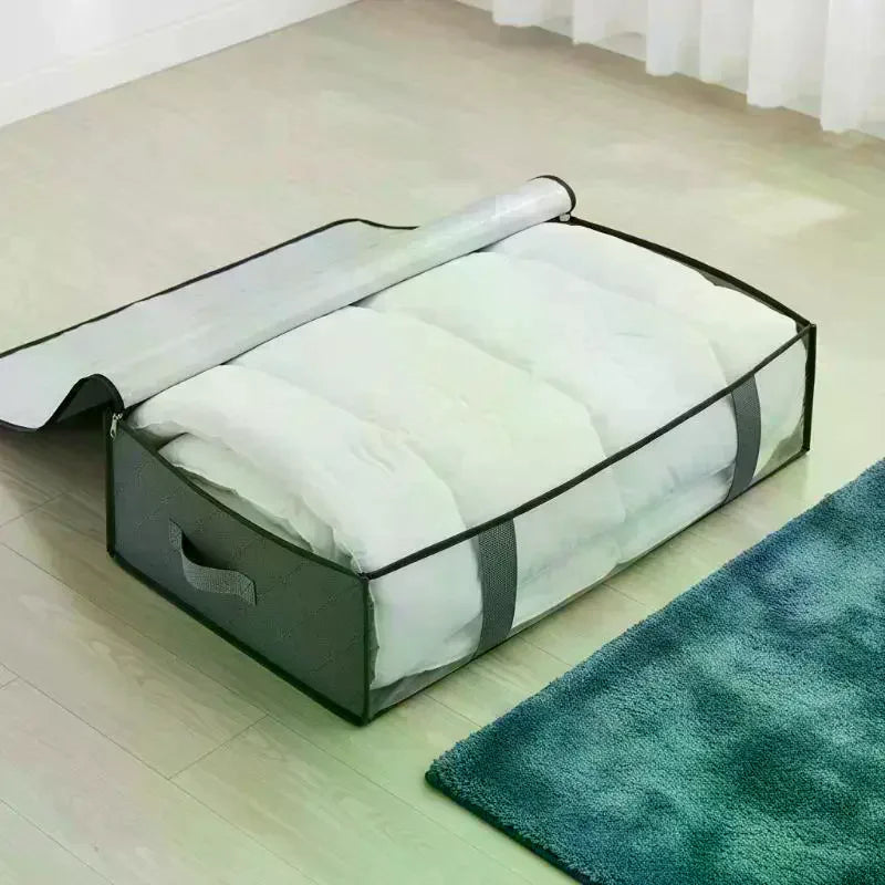 Under-Bed Storage Containers, 4 Pack - 60L Non-Woven Bags with Clear Window for Bedding and Shoes, Everstock
