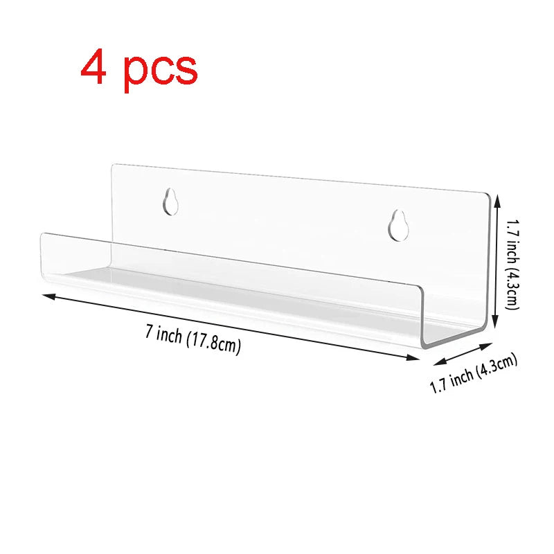 Acrylic Record Display Shelf - Clear Wall-Mounted Album Ledge for Vinyl, Magazines and Books, Everstock