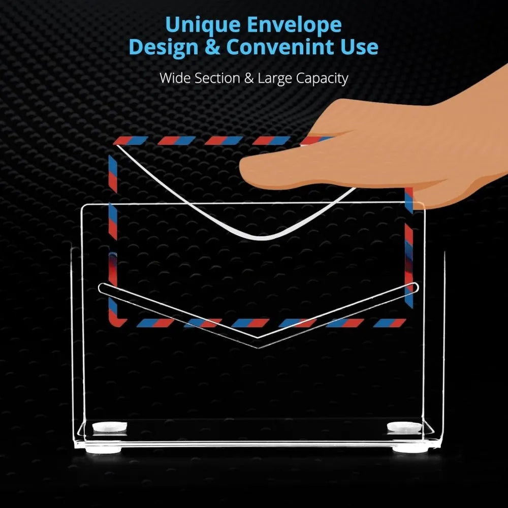 Acrylic Letter Sorter - Clear Desktop Mail Tray and File Holder for Envelopes, Documents and Post, Everstock
