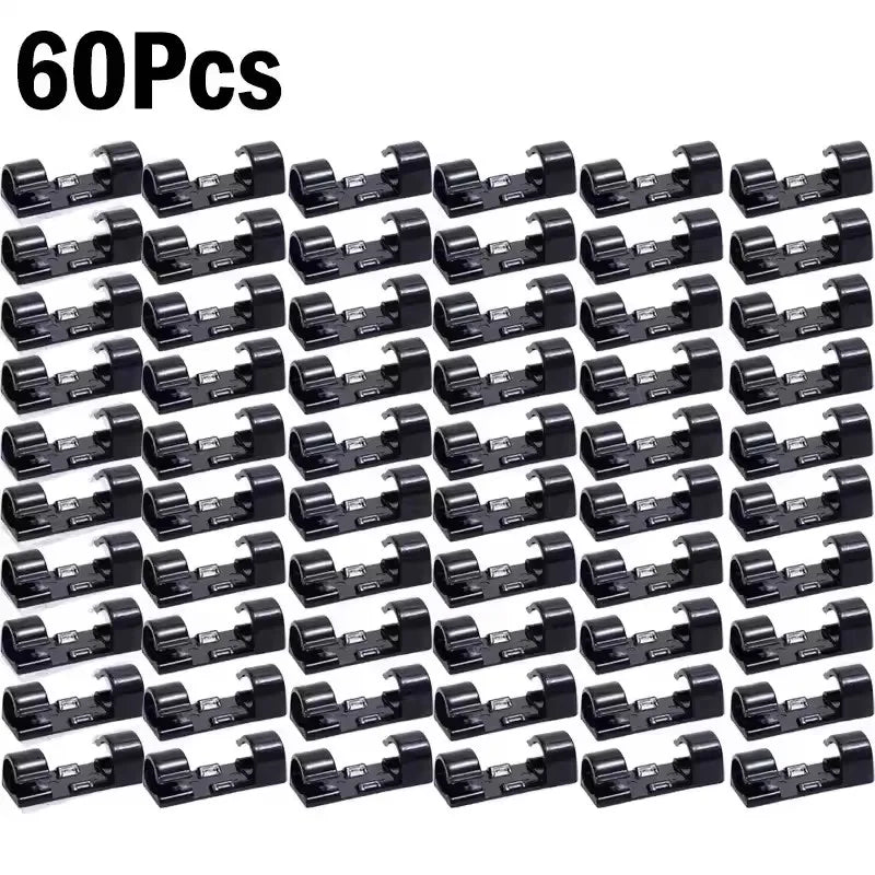 Self-Adhesive Cable Clips - ABS Cord Holders in 20-Piece and 16-Piece Sets for Desk, Home and Car, Everstock