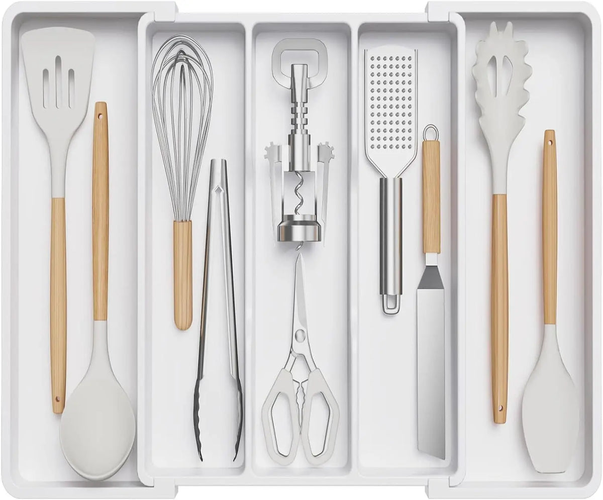 Expandable Cutlery Drawer Organizer - Adjustable Utensil Tray for Spoons, Forks & Knives, Kitchen Drawer, Everstock
