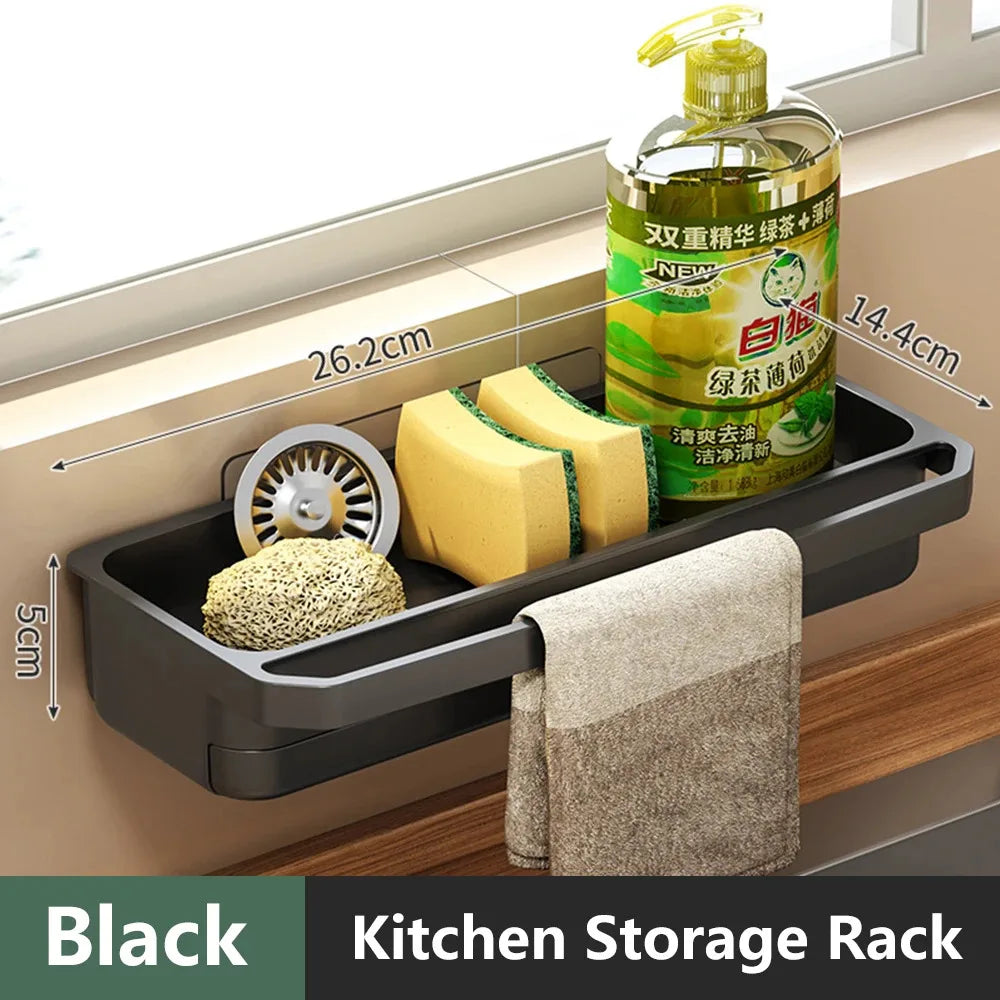 Kitchen Sink Caddy - Self-Draining Sponge & Dishcloth Rack with Faucet Storage Shelf, Countertop Organizer, Everstock