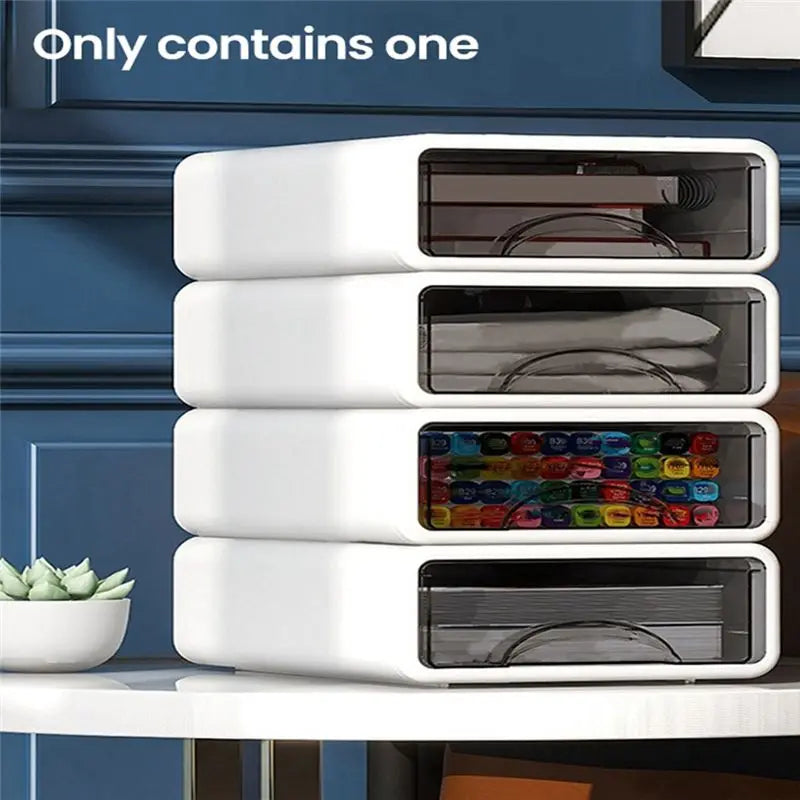 Desktop Organizer with Drawers - BPA-Free Plastic Storage Box for Stationery, Files and Cosmetics, Everstock