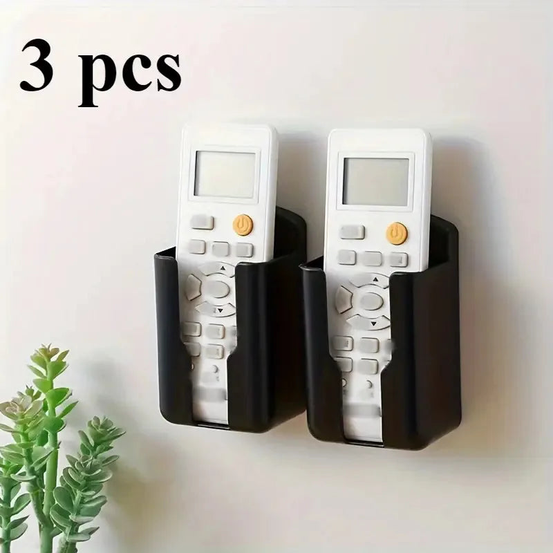 Wall-Mounted Remote Control Holder, 3 Pack - No-Drill Plastic Storage Box for TV and Air Conditioner Remotes, Everstock
