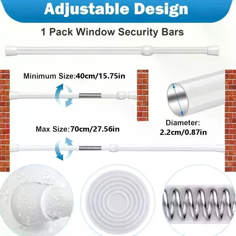 Adjustable Tension Rod Organizer - Spring-Loaded, No-Drill Rod for Kitchen, Bathroom & Doorway, Everstock
