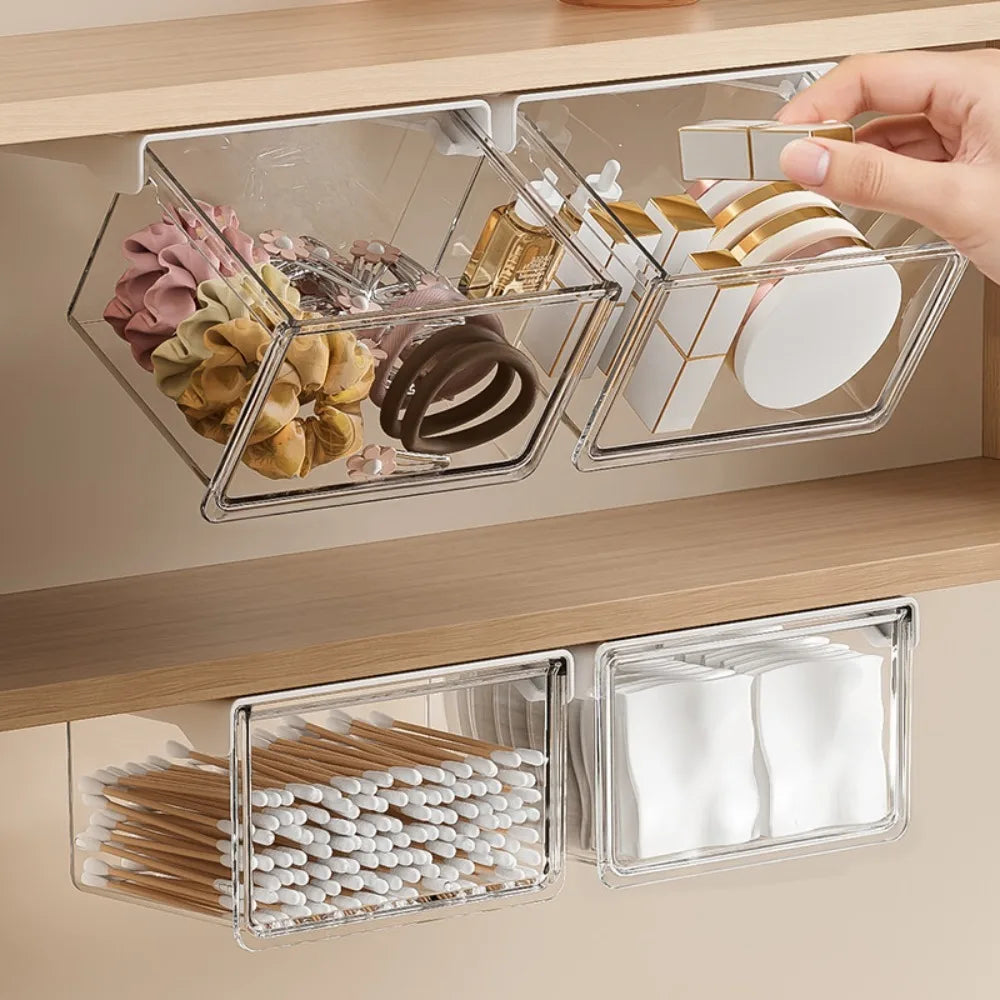 Wall-Mounted Cosmetic Storage Box - No-Drill Drawer-Style Organizer, 2-Piece Set, Everstock