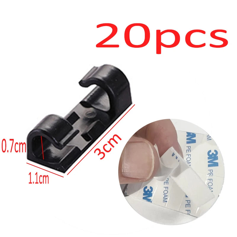 Cable Clips Set - Acrylic and ABS Resin Cord Holders in Two Sizes for Desk, Wall, Tile and Glass, Everstock