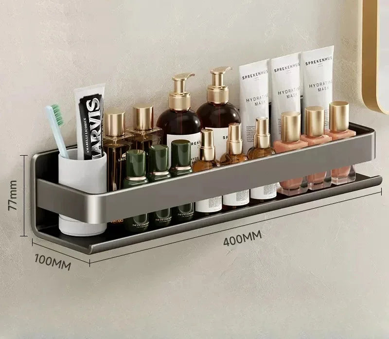 No-Drill Bathroom Shelf - Wall Mount Makeup & Shampoo Storage Rack for Kitchen & Bathroom, Everstock