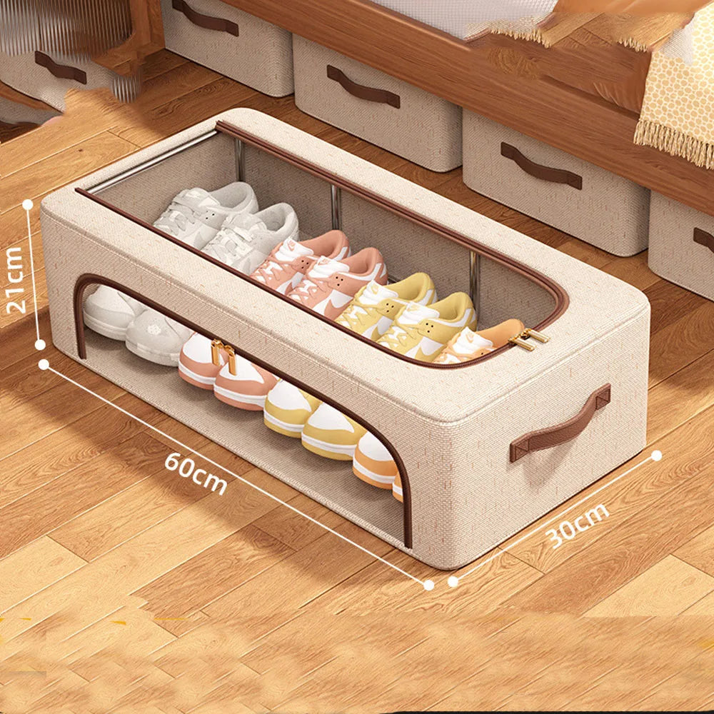 Foldable Shoe & Hat Storage Bins - Stackable Under-Bed Organizer for Closet Clothes Storage, Everstock