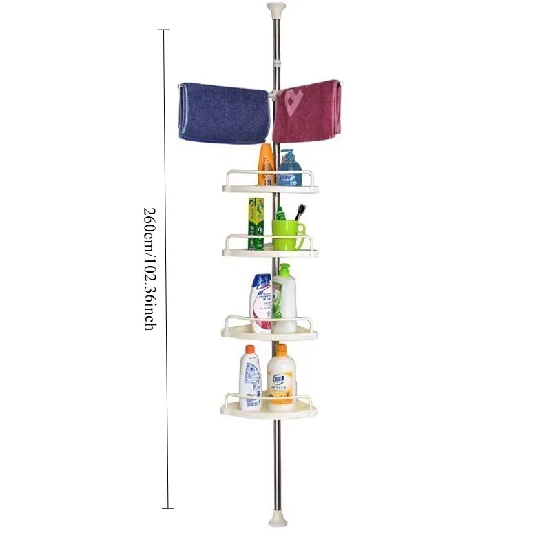 Telescopic Corner Shelf - No-Drill Floor-to-Ceiling Storage Rack for Bathroom, Everstock