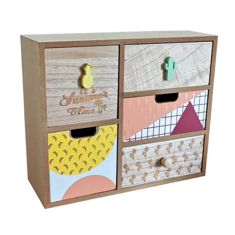 Wooden Storage Cabinet with Drawer - Handmade European Style Printed Chest for Bedroom Clothing & Sundries, Everstock