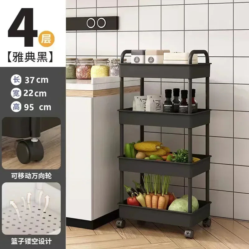 Multi-Layer Rolling Storage Cart - Mobile Trolley Rack for Bathroom, Kitchen & Bedroom Floor Storage, Everstock