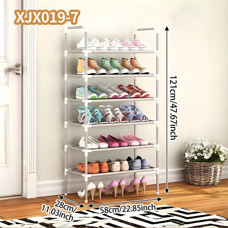 Multi-Tier Shoe Rack - Stackable Metal and Plastic Shoe Storage Stand for Hallway, Entryway & Bedroom, Everstock