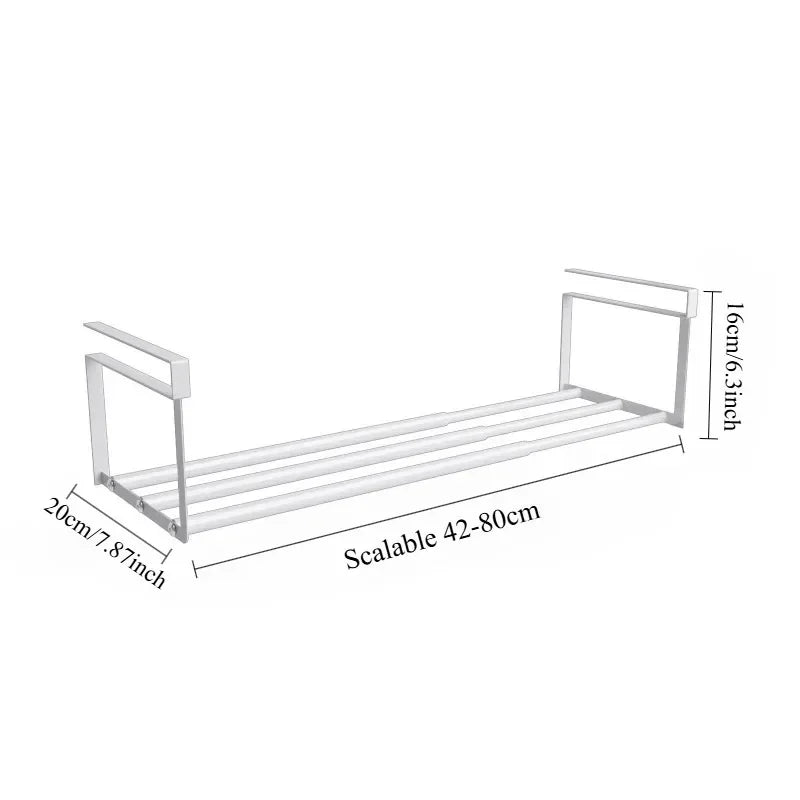 Adjustable Shoe Rack with Hanging Basket - Carbon Steel and Bamboo Under-Shelf Organizer for Shoe Cabinets, Everstock