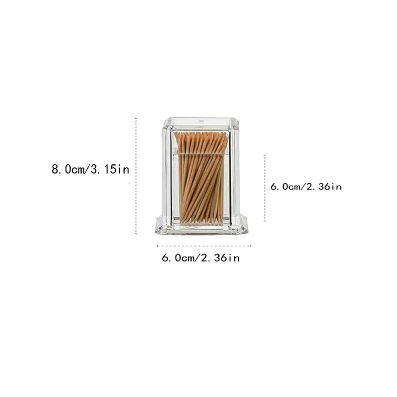 Toothpick Box Thickened Acrylic Transparent Square Portable Creative Convenient Life Home Living Room Storage Box
