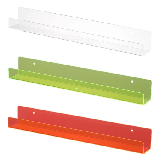 Acrylic Bookshelf Ledge - Clear Wall-Mounted Floating Display Shelf for Kids Books and Records, Everstock