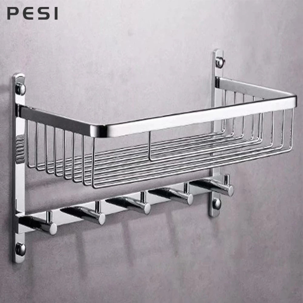 Stainless Steel Towel Holder Rack - Wall-Mounted Storage Organizer, Black/Gold/Chrome, Everstock