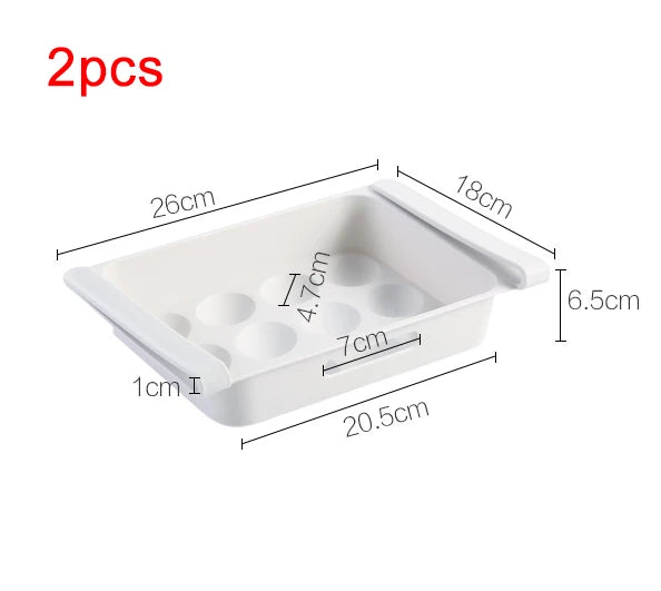 Refrigerator Drawer Organizer - Retractable Clip-On Pull-Out Bin for Fridge Shelf Storage, Everstock