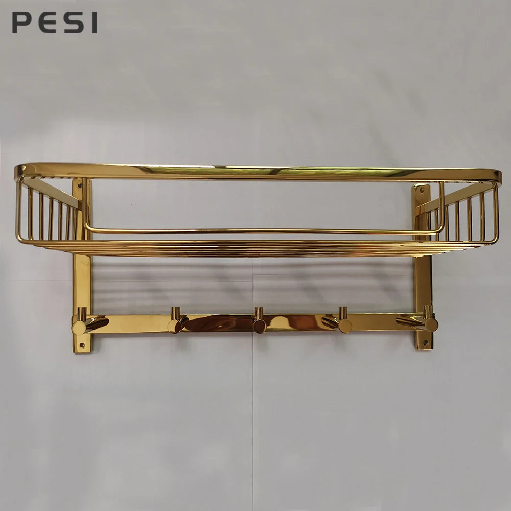 Stainless Steel Towel Holder Rack - Wall-Mounted Storage Organizer, Black/Gold/Chrome, Everstock