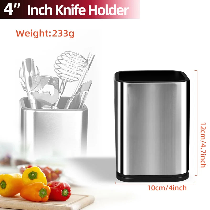 Kitchen Utensil Caddy - Stainless Steel Countertop Holder with Drain Hole for Spatulas & Spoons, Everstock