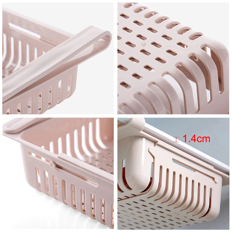 Refrigerator Drawer Organizer - Retractable Clip-On Pull-Out Bin for Fridge Shelf Storage, Everstock