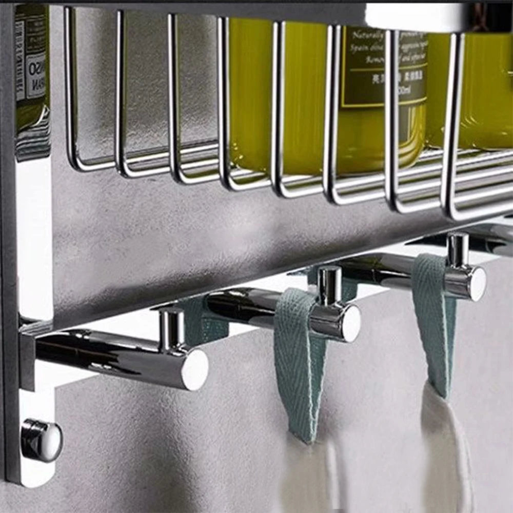 Stainless Steel Towel Holder Rack - Wall-Mounted Storage Organizer, Black/Gold/Chrome, Everstock