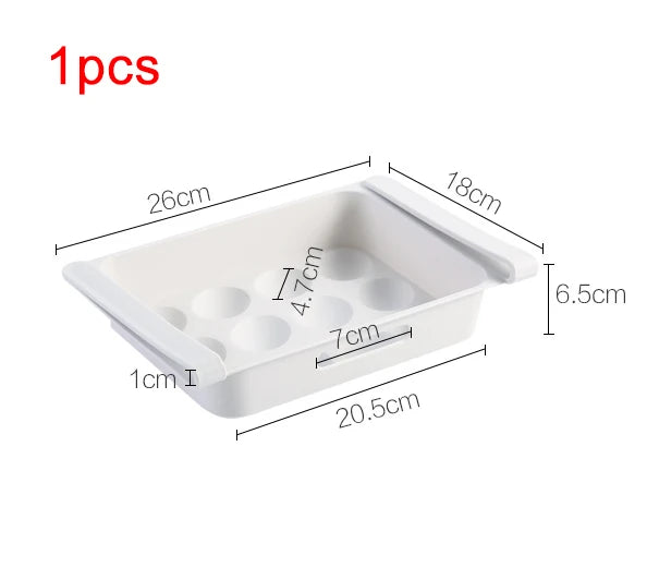 Refrigerator Drawer Organizer - Retractable Clip-On Pull-Out Bin for Fridge Shelf Storage, Everstock