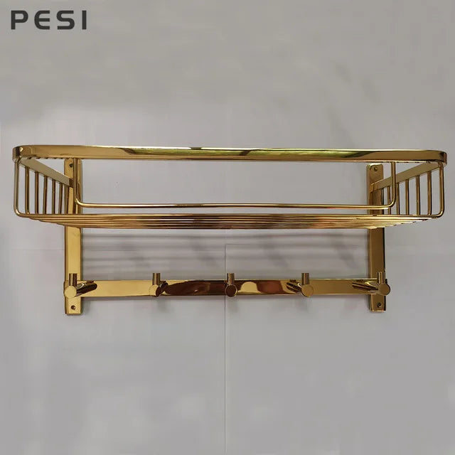 Stainless Steel Towel Holder Rack - Wall-Mounted Storage Organizer, Black/Gold/Chrome, Everstock