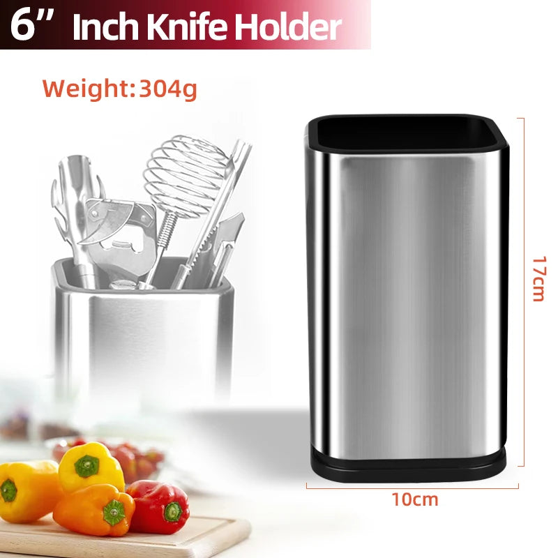 Kitchen Utensil Caddy - Stainless Steel Countertop Holder with Drain Hole for Spatulas & Spoons, Everstock