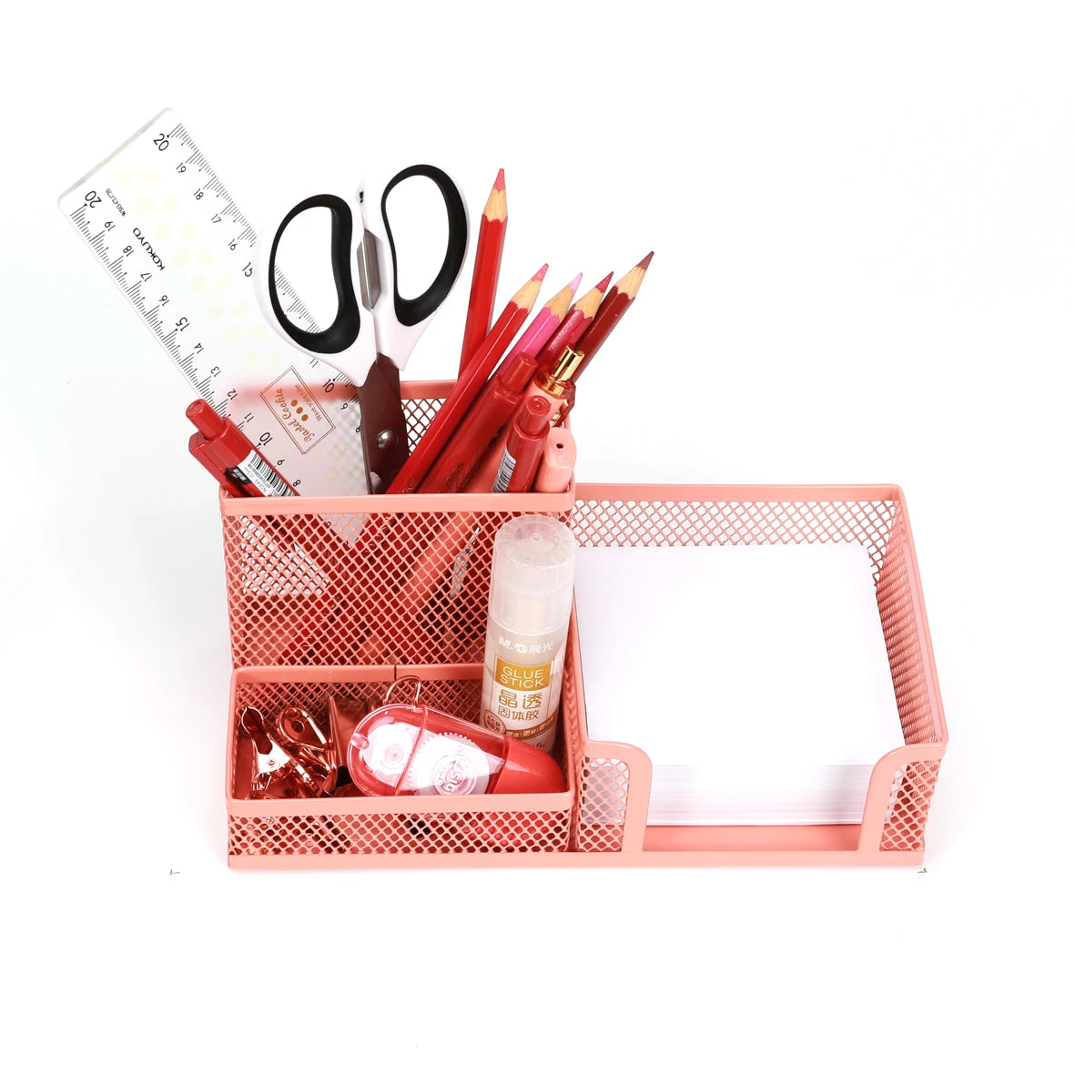 Mesh Desk Storage Box - Metal Compartment Organizer for Pens, Notes and Office Stationery on a Work Desk, Everstock