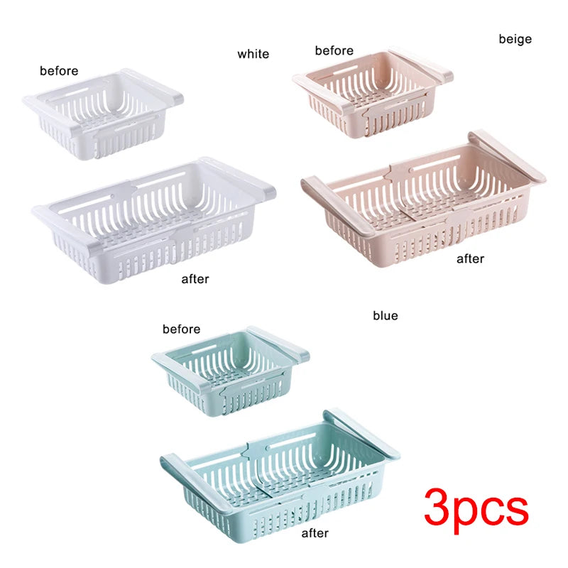 Refrigerator Drawer Organizer - Retractable Clip-On Pull-Out Bin for Fridge Shelf Storage, Everstock