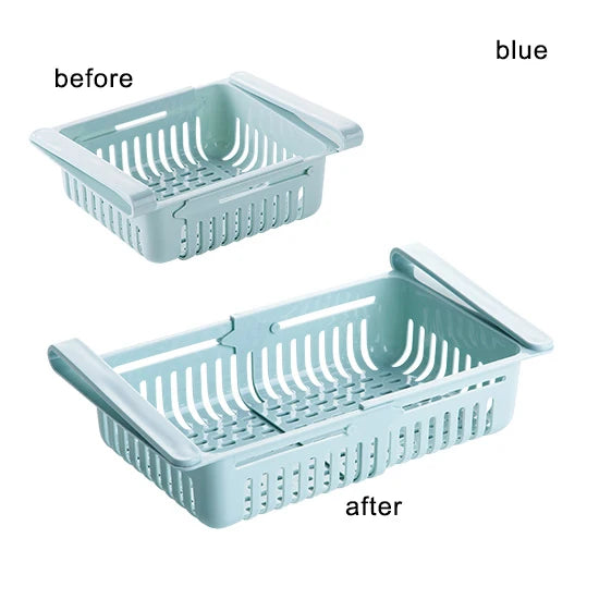 Refrigerator Drawer Organizer - Retractable Clip-On Pull-Out Bin for Fridge Shelf Storage, Everstock