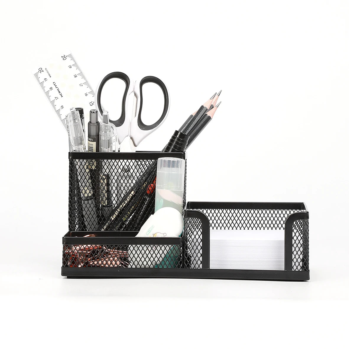 Mesh Desk Storage Box - Metal Compartment Organizer for Pens, Notes and Office Stationery on a Work Desk, Everstock