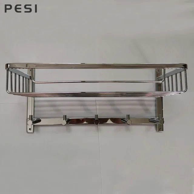 Stainless Steel Towel Holder Rack - Wall-Mounted Storage Organizer, Black/Gold/Chrome, Everstock