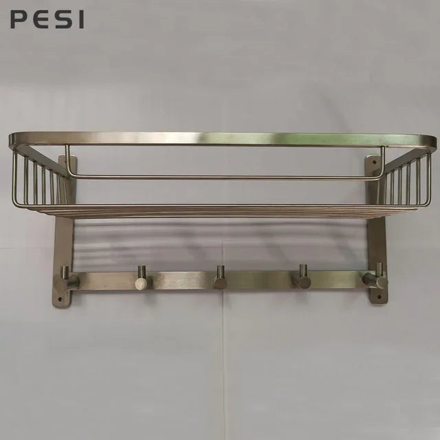Stainless Steel Towel Holder Rack - Wall-Mounted Storage Organizer, Black/Gold/Chrome, Everstock