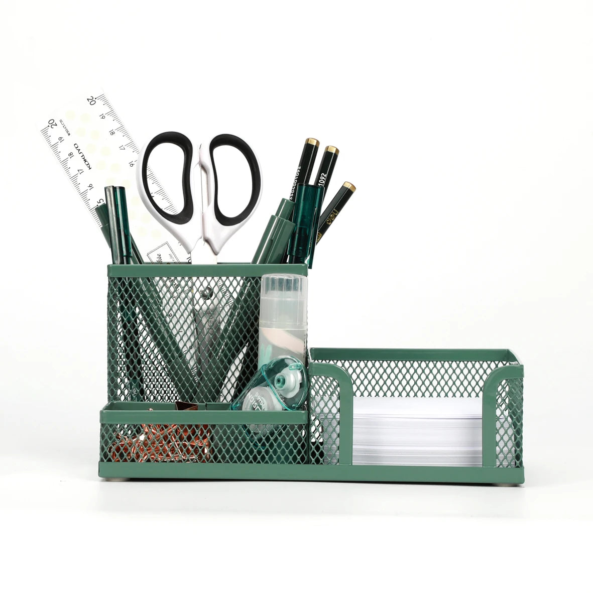 Mesh Desk Storage Box - Metal Compartment Organizer for Pens, Notes and Office Stationery on a Work Desk, Everstock