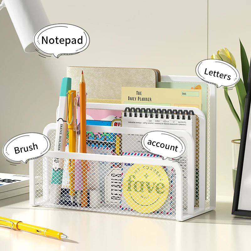 Desk Mail Organizer - Metal Mesh Letter Rack and File Holder for Documents, Folders and Paper, Home Office, Everstock