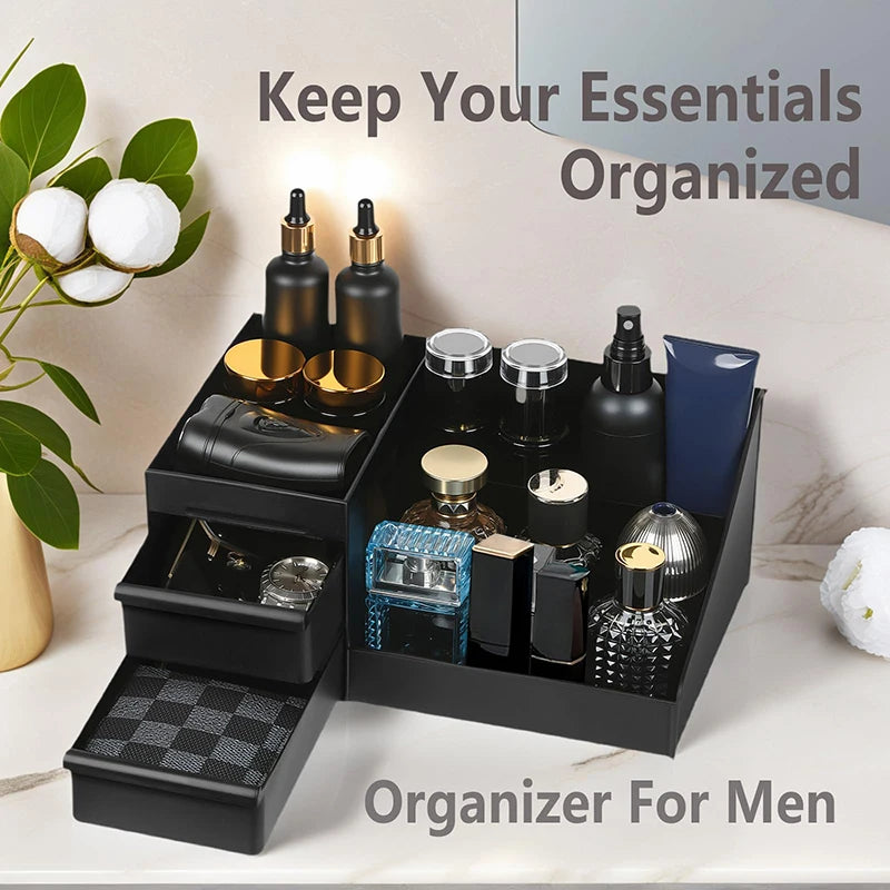 Bathroom Countertop Organizer with Drawers - Cologne & Perfume Stand for Men's Dresser Storage, Everstock