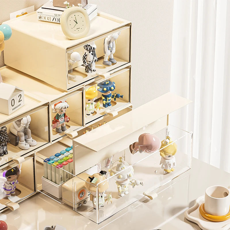 Desk Organizer with Drawers - Stackable HIPS Display Case for Collectibles, Stationery & Small Parts, Everstock