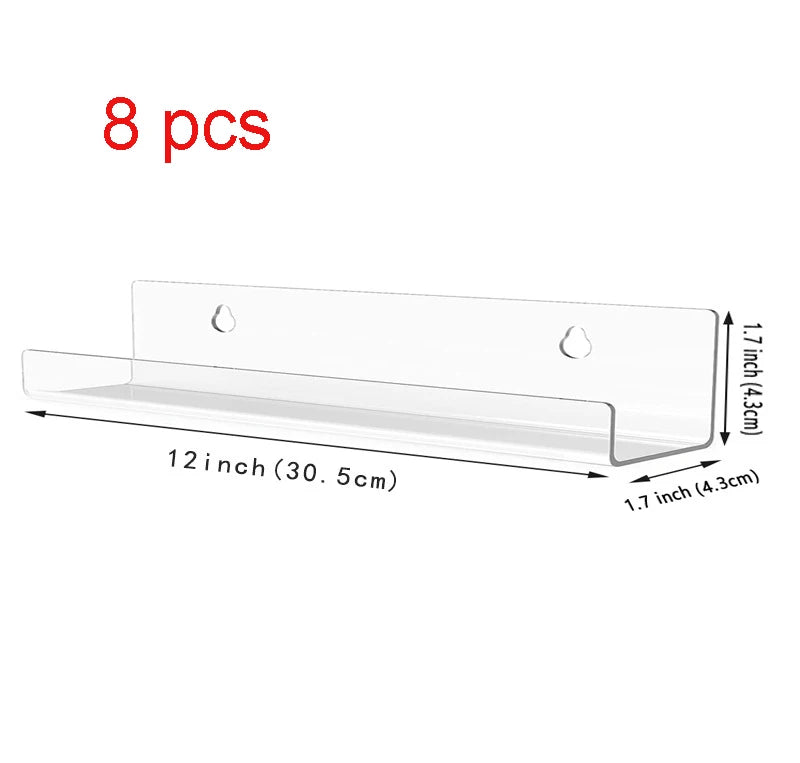 Acrylic Record Display Shelf - Clear Wall-Mounted Album Ledge for Vinyl, Magazines and Books, Everstock